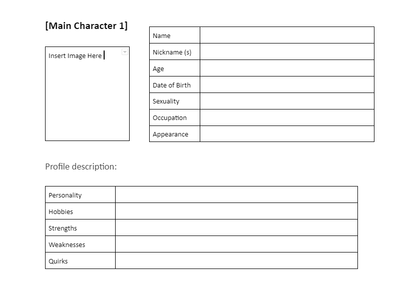 useful files for writing: character sheet