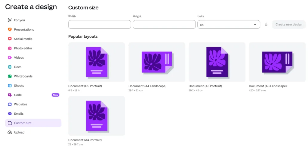 A screenshot of creating a design in Canva, specifically showing how to get the correct measurements for a Kindle screensaver