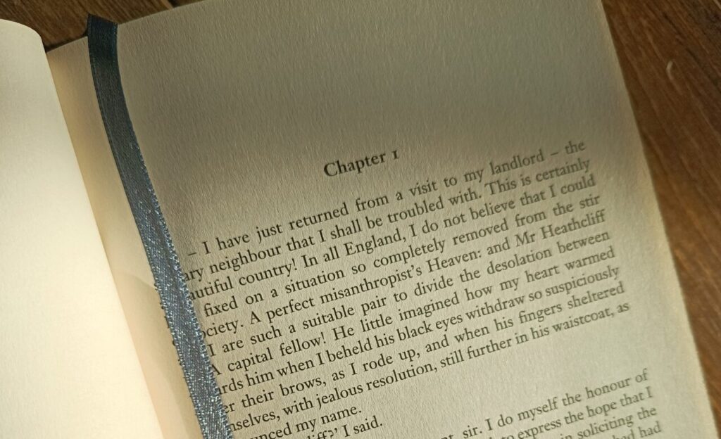 a photo of the first page of wuthering heights by emily bronte