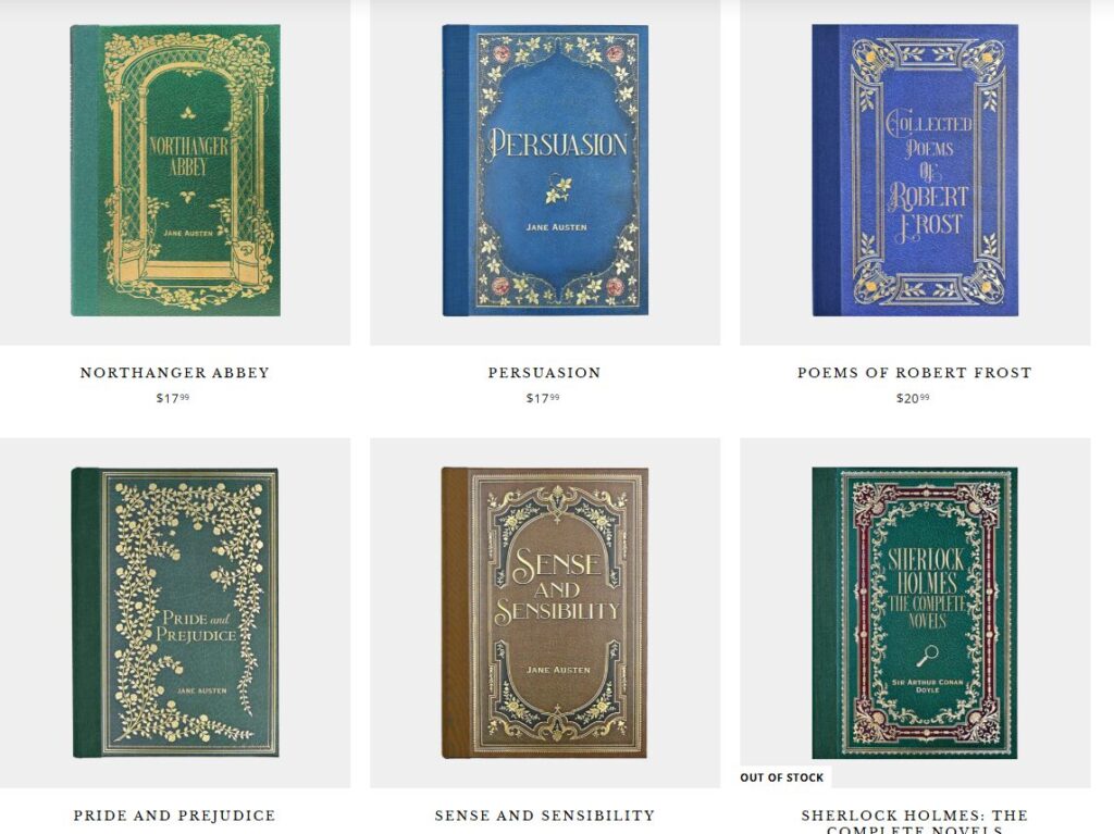 a photo of masterpiece collection classics showing northanger abbey, persuasion, sherlock holmes stories, pride and prejudice and sense and sensibility